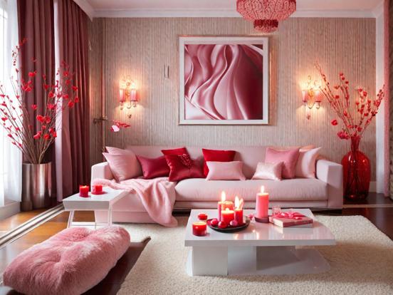 Warm pink living room setup