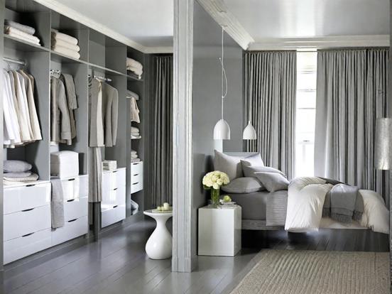 Serene grey bedroom closeup