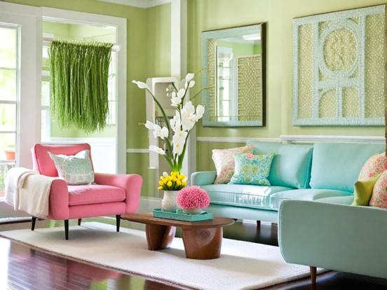 spring decor living room