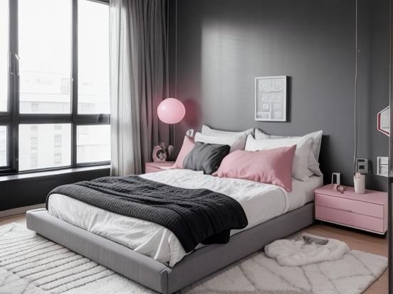 Pink bed closeup black accents