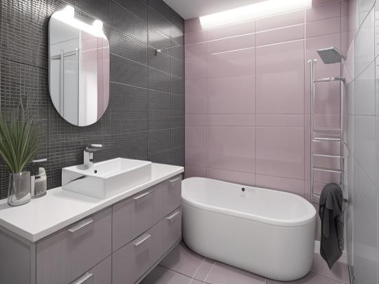 Modern pink bathroom with tub