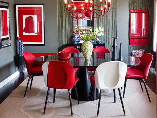 Red dining room round table