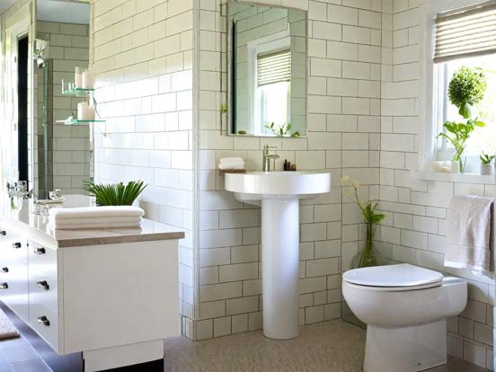 Modern white tiled bathroom