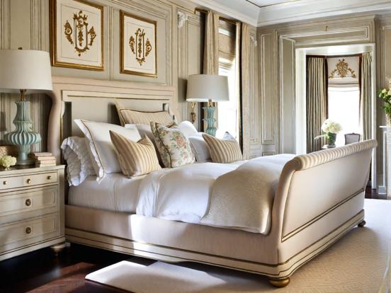 Luxurious gold white bed setup