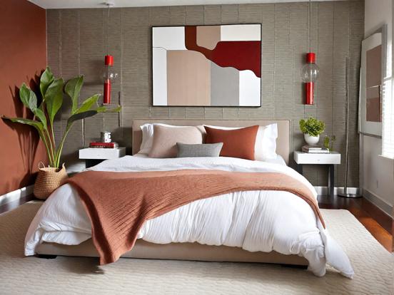 Serene warm bedroom decor