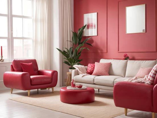 pink and red living room