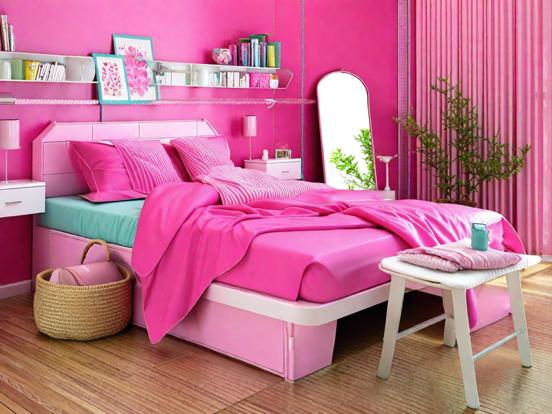 Pink girly bedroom closeup