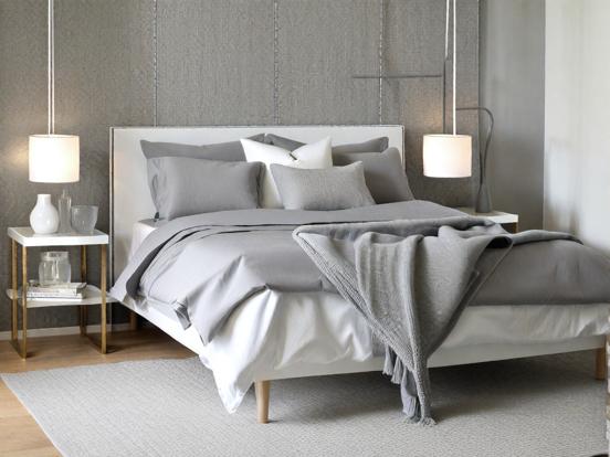 Serene grey bedroom closeup