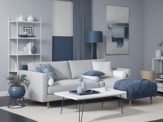 Scandi style blue white room