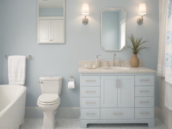 Elegant blue white bathroom