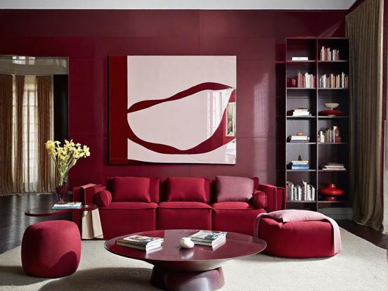 Red themed living room decor