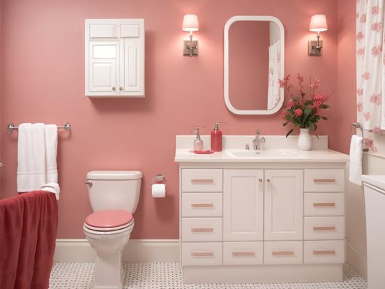 pink and red bathroom