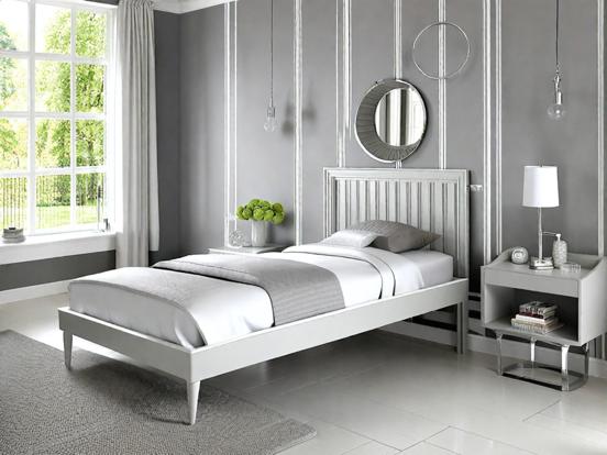 Serene grey bedroom closeup