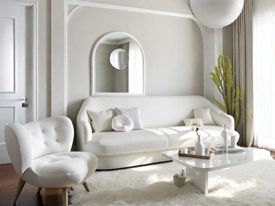 White couch set in cream room