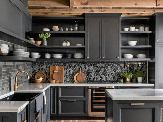 Dark marble kitchen decor