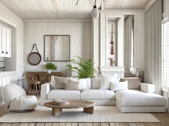 Living room with white decor