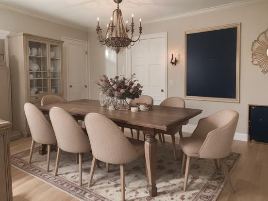 Dining room with decor and rug