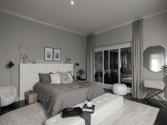 Luxury grayscale bedroom decor