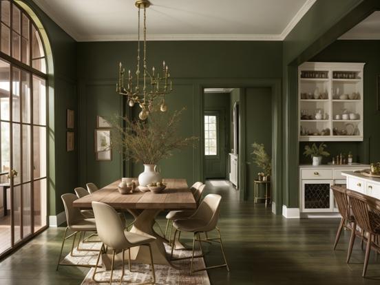 dark forest green dining room