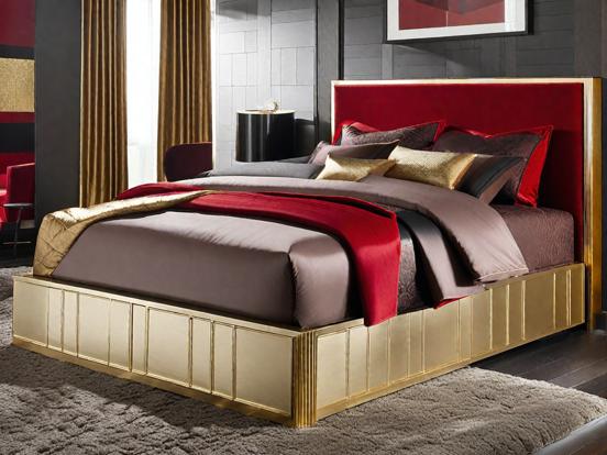 black gold and red bedroom