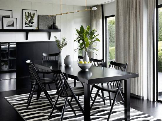 Modern BW dining room setup