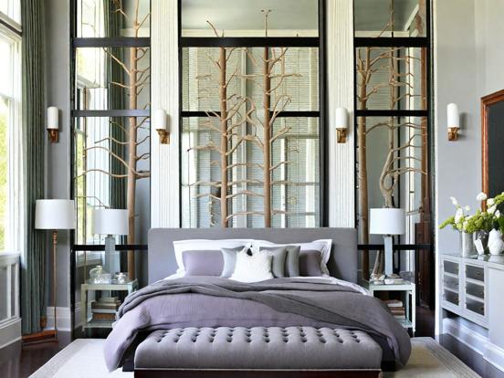 Serene bedroom with mirror