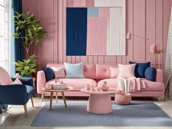 Pink room blue chairs cozy