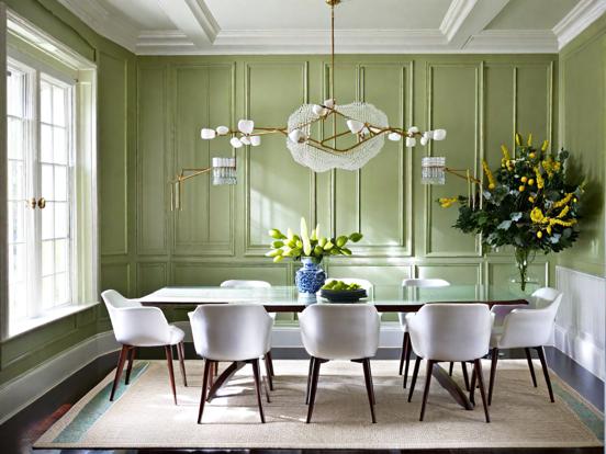 Elegant green dining room decor