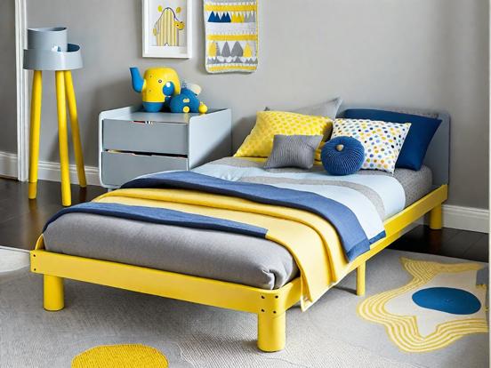 Child's bed blue yellow theme