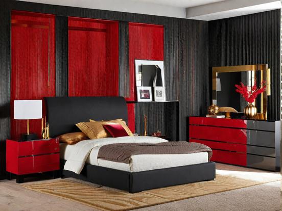 Red black bedroom decor