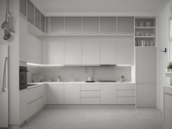 Minimal white kitchen render