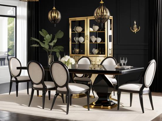 Elegant black gold dining set