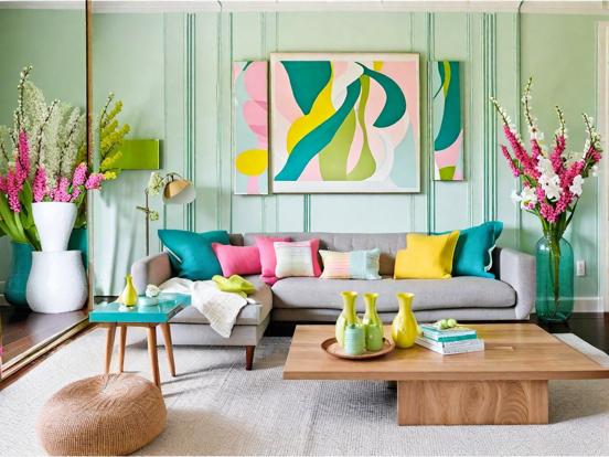 Bright pastel living room