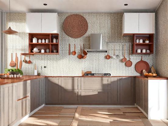 Modern wooden kitchen render