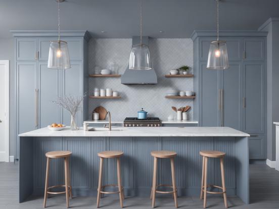 Blue grey kitchen closeup