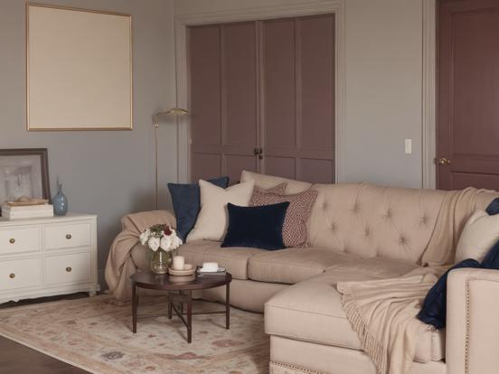 Cozy 1920s living room muted tones