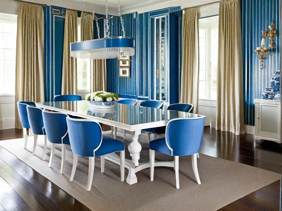 Elegant blue dining room setup