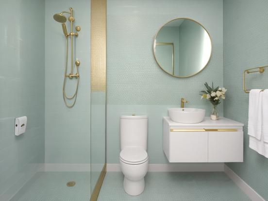 Gold teal luxury bath decor