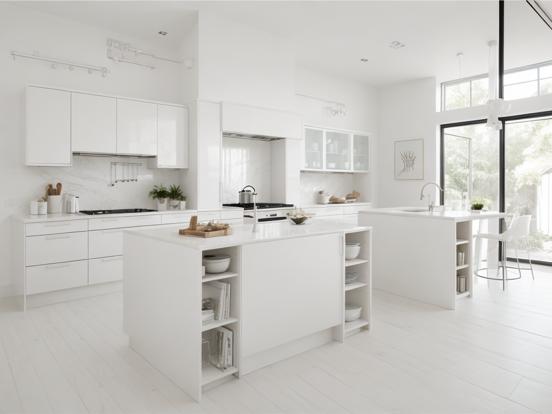 White kitchen closeup white decor