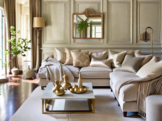 Elegant beige gold living room