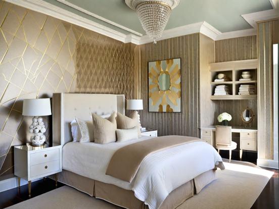 Gold accented art deco bedroom