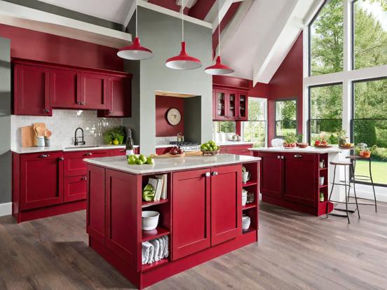 Red kitchen island closeup