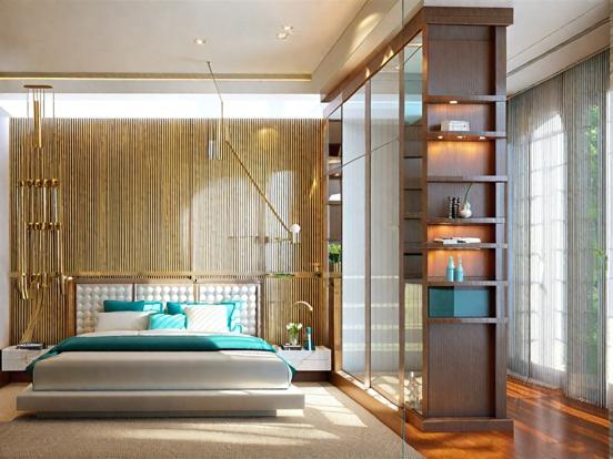 Luxury serene Asian bedroom