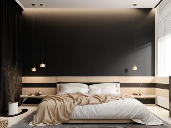 Closeup of cozy bed in dark room