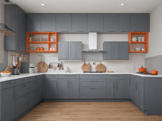 Kitchen closeup wood floor grey