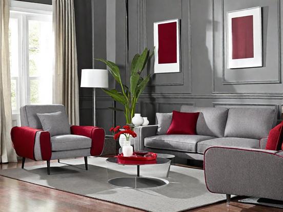 Modern red-grey living room lounge