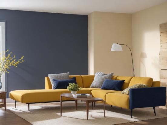 Bright living room yellow couch