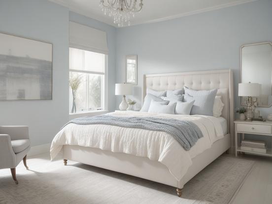 Serene blue cream bedroom decor