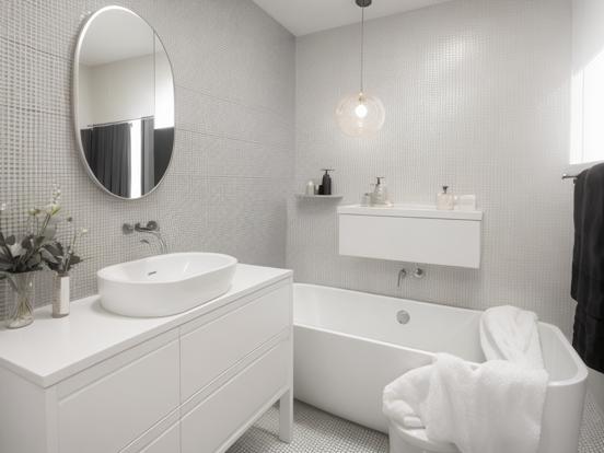 Modern white bathroom closeup