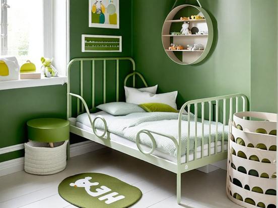 Green themed child's bedroom